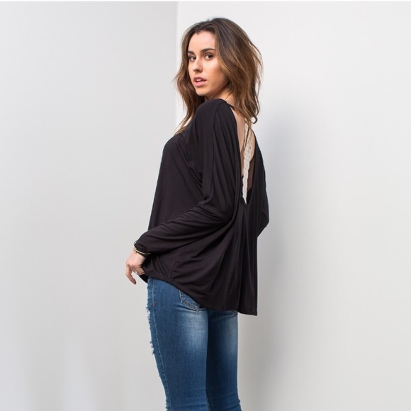 ONE LEFT 🖤 Black Open Back Dressy Top - Picture 4 of 5